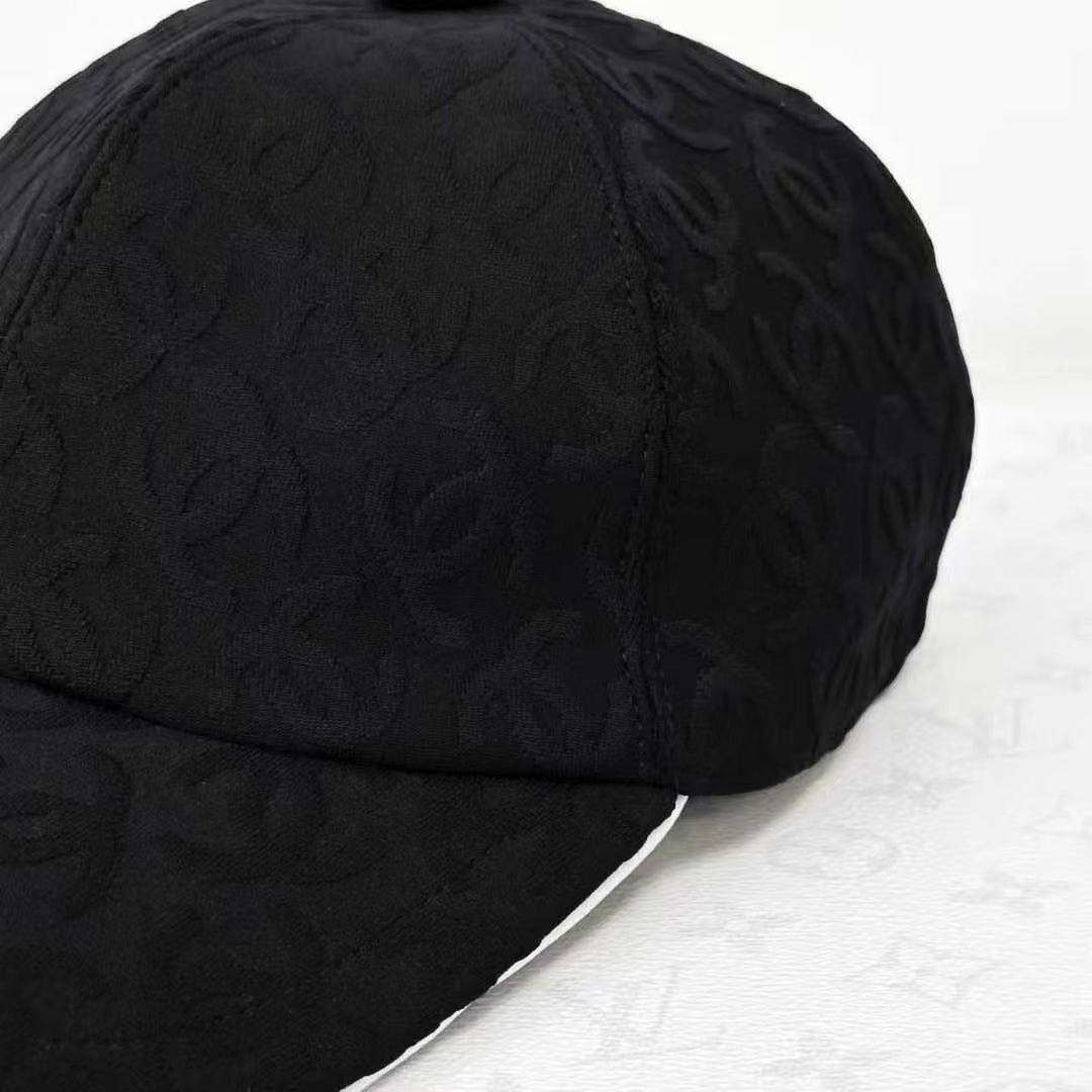 Chanel 25S Black Double C Subtle Pattern Baseball Cap