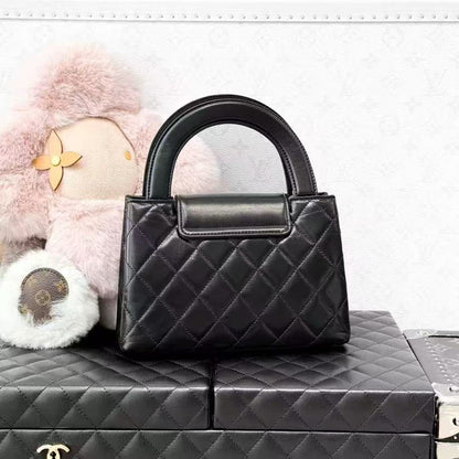 Chanel 23K Black Gold Glossy Calfskin Diamond Quilted Kelly Nano