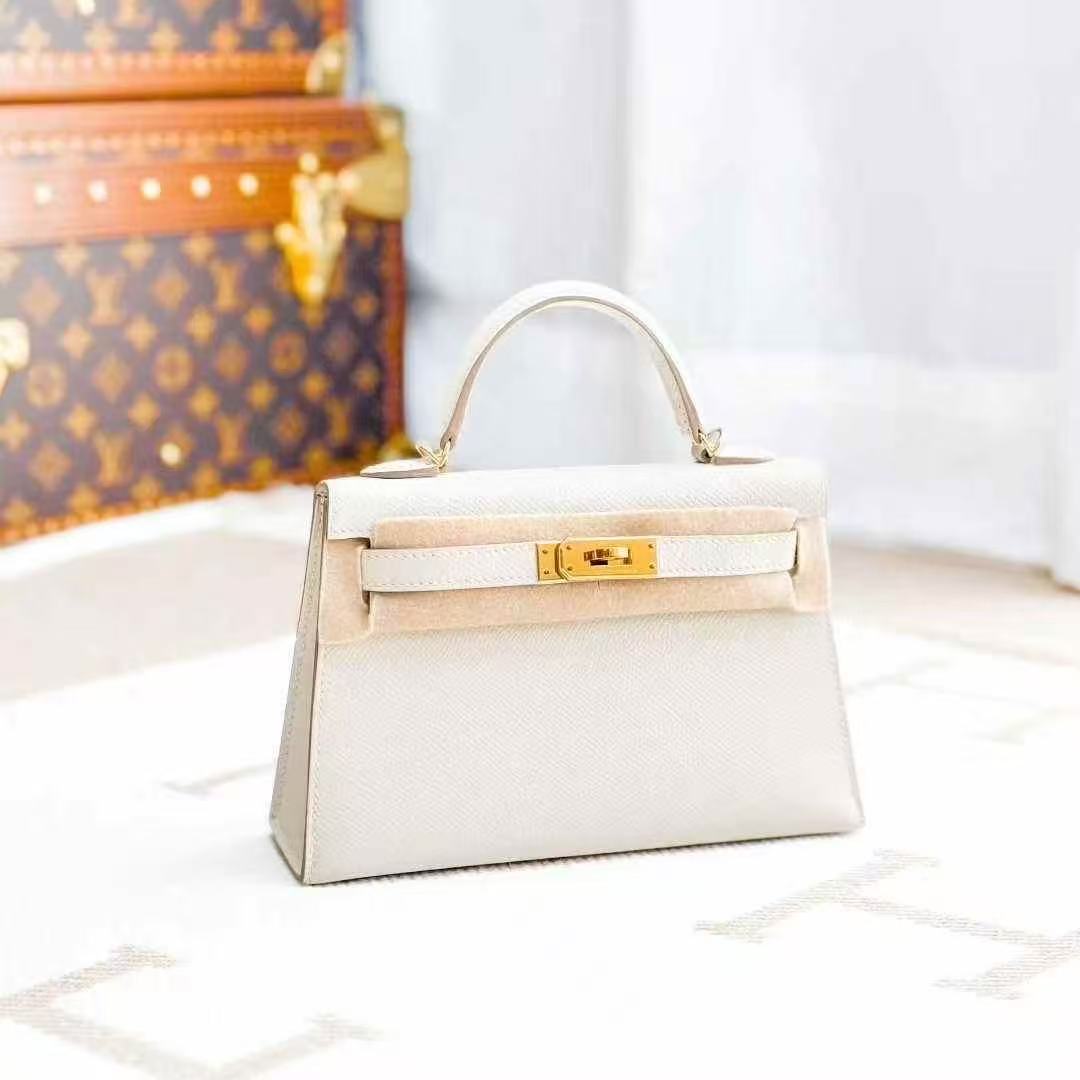 Hermes Mini Kelly II Size 10 Cream White