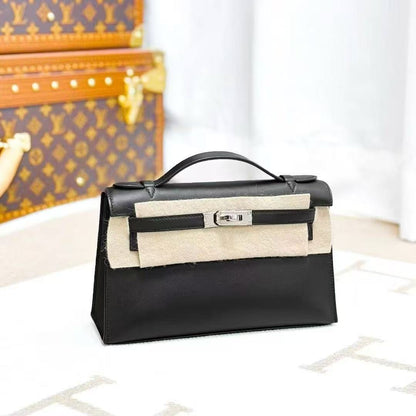 Hermes Mini Kelly First Generation Black and Gold Shiny Alligator