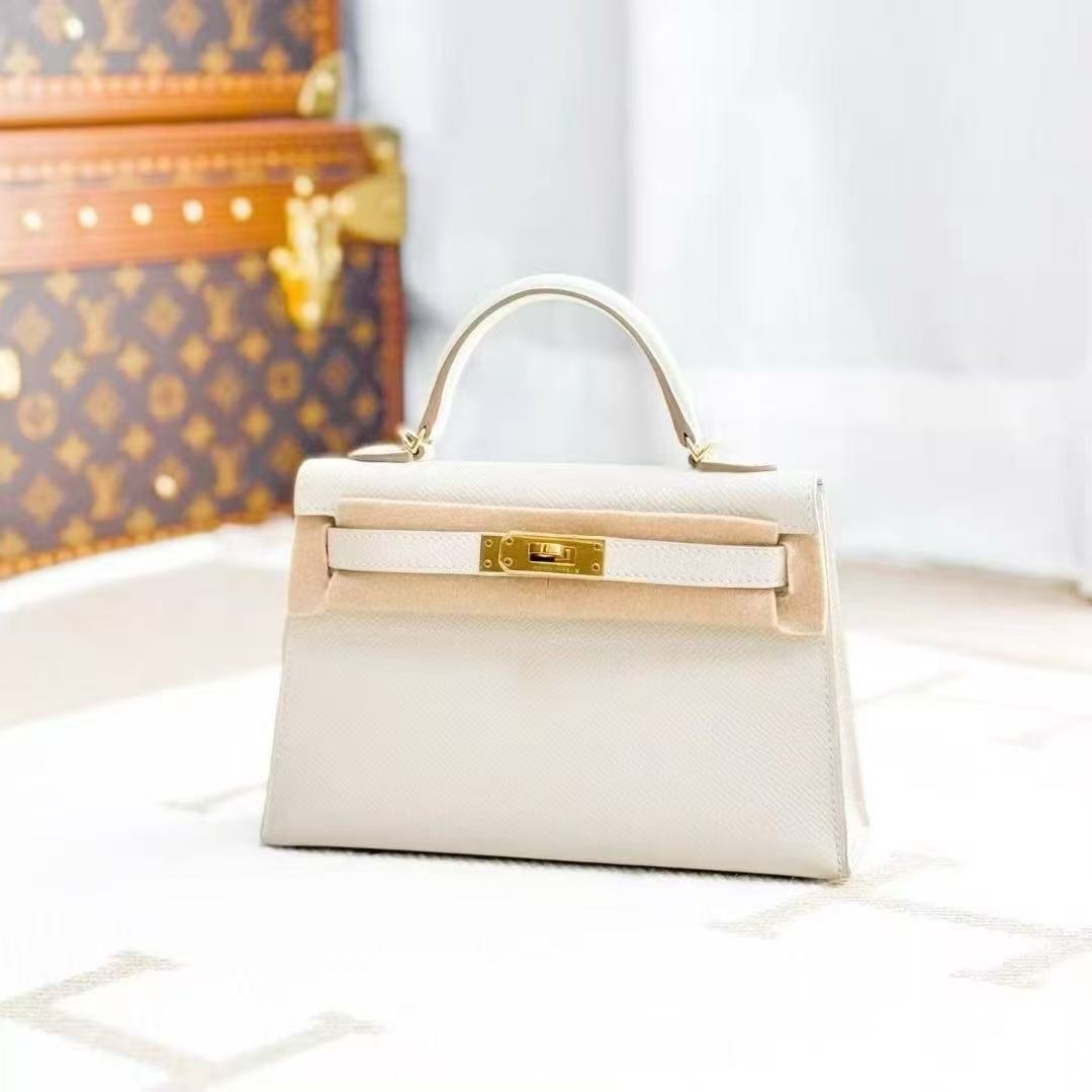 Hermes Mini Kelly II Milkshake color with platinum hardware