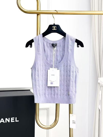 Chanel 21K Fall/Winter Purple Knit Sleeveless Vest