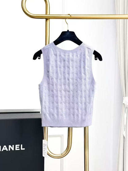 Chanel 21K Fall/Winter Purple Knit Sleeveless Vest