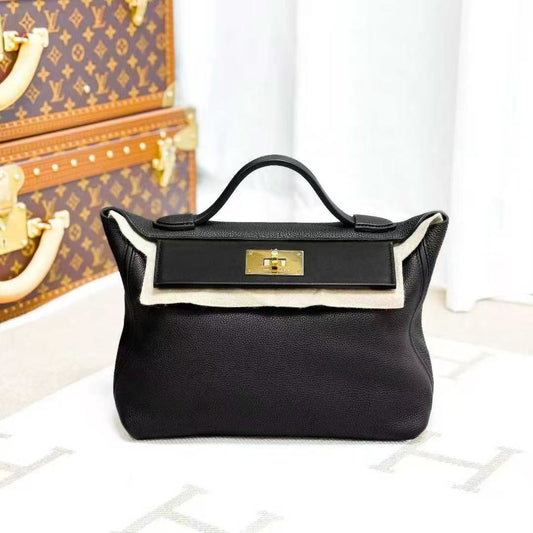Hermes 2424 Black with Gold Buckle 29