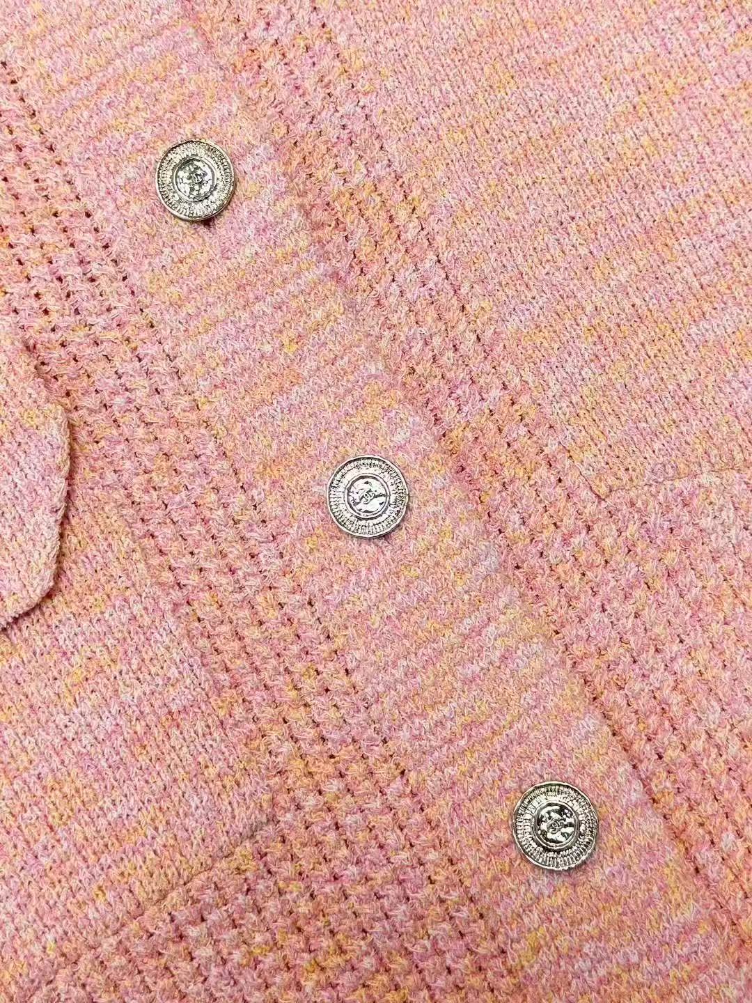 Chanel 25P Orange Melange Knit Cardigan
