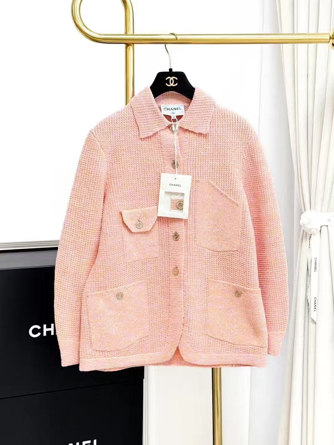 Chanel 25P Orange Melange Knit Cardigan