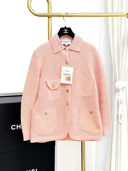 Chanel 25P Orange Melange Knit Cardigan