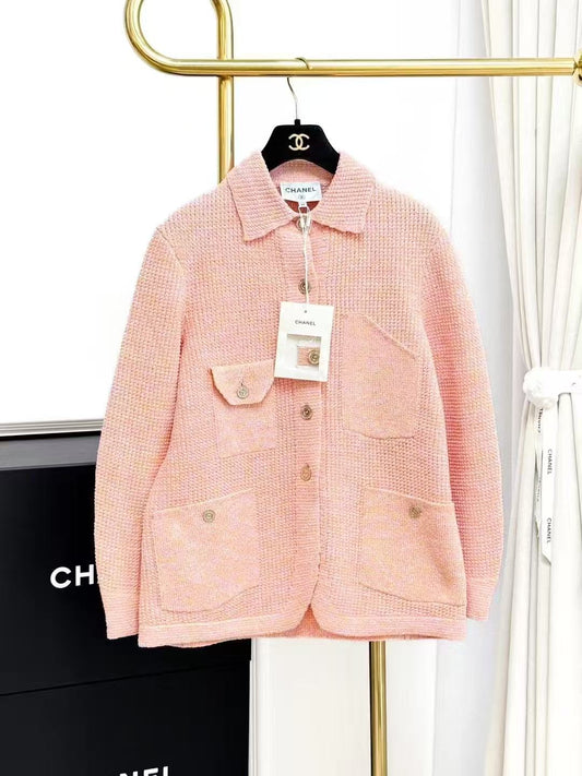 Chanel 25P Orange Melange Knit Cardigan
