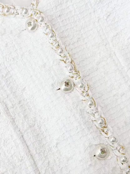 Chanel 25P Spring/Summer Preview: White Pearl-Trimmed Knit Jacket
