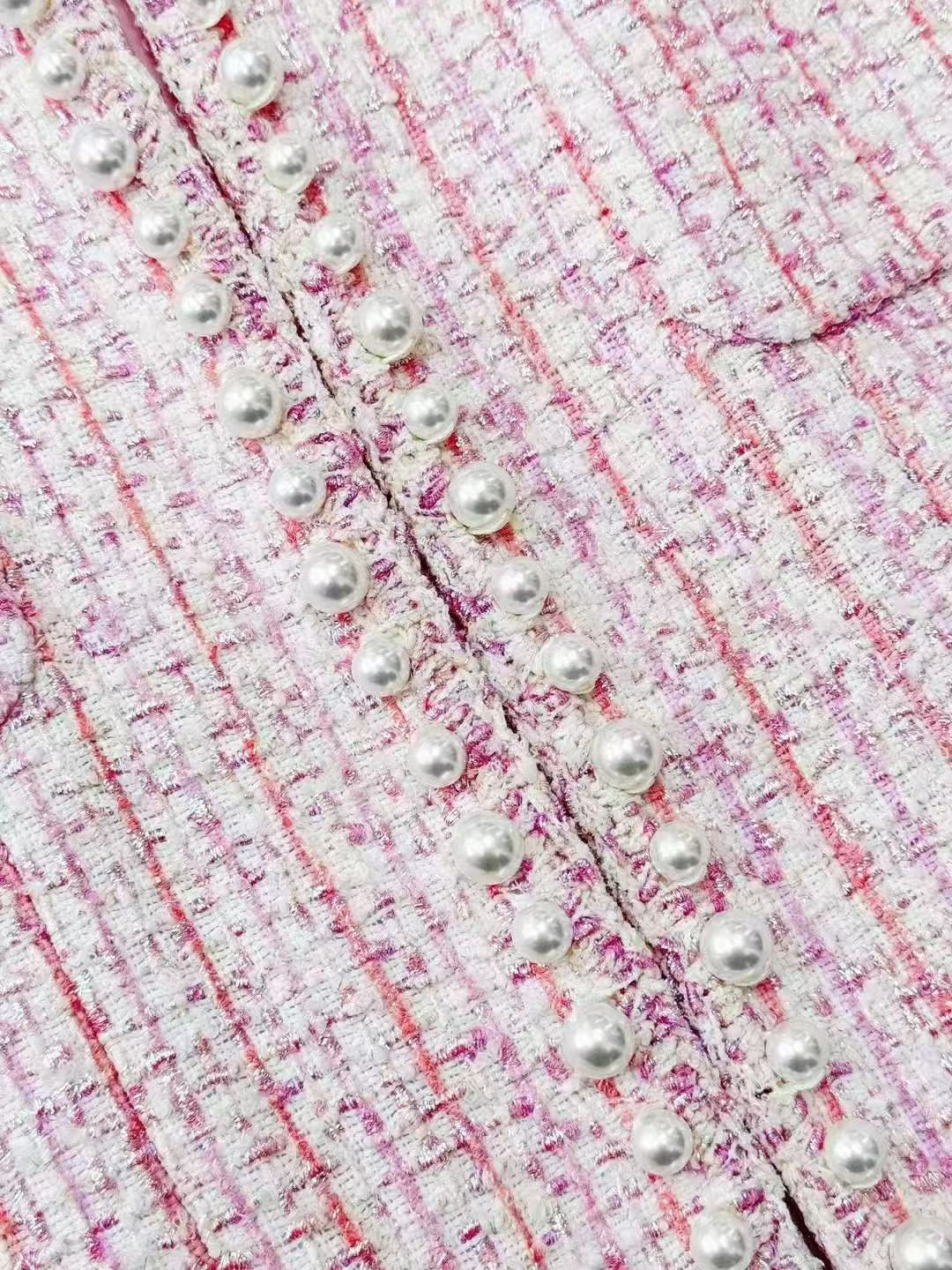 Chanel 25P Bestseller Pearl-Trimmed Pink Tweed Jacket