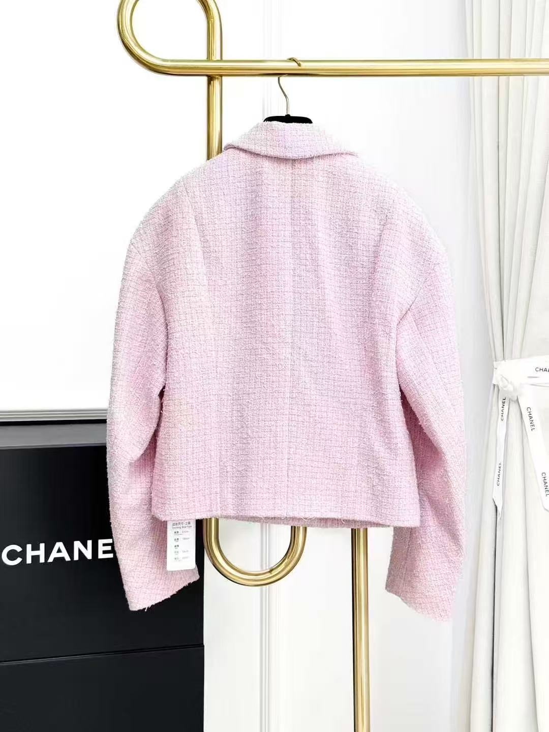 Chanel 21S Pink Tweed Double-Breasted Oversized Jacket