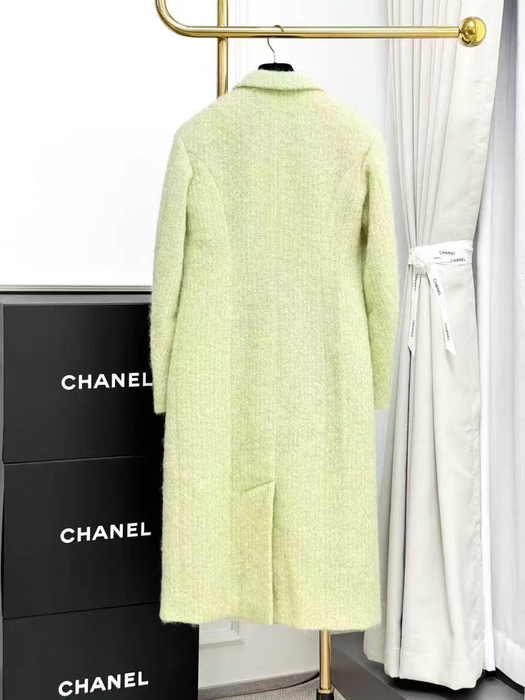 Chanel 20K Equestrian Collection Avocado Green Long Coat