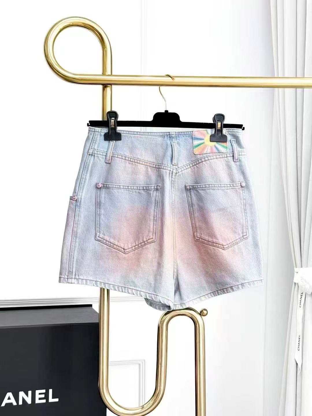 Chanel 24C Orange-Washed Denim Shorts