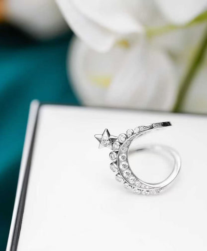 Chanel Comet Collection Lune Platinum Diamond Ring Star and Moon Ring