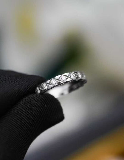 Chanel Platinum Diamond-Set Narrow Coco Crush Ring