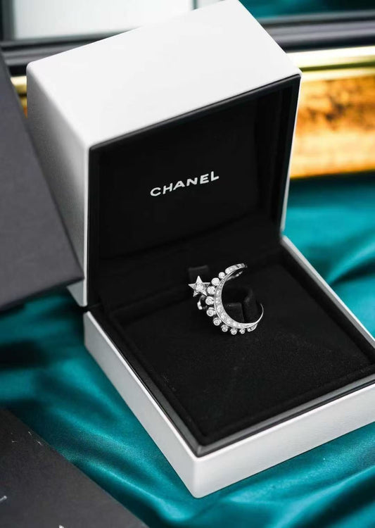 Chanel Comet Collection Lune Platinum Diamond Ring Star and Moon Ring