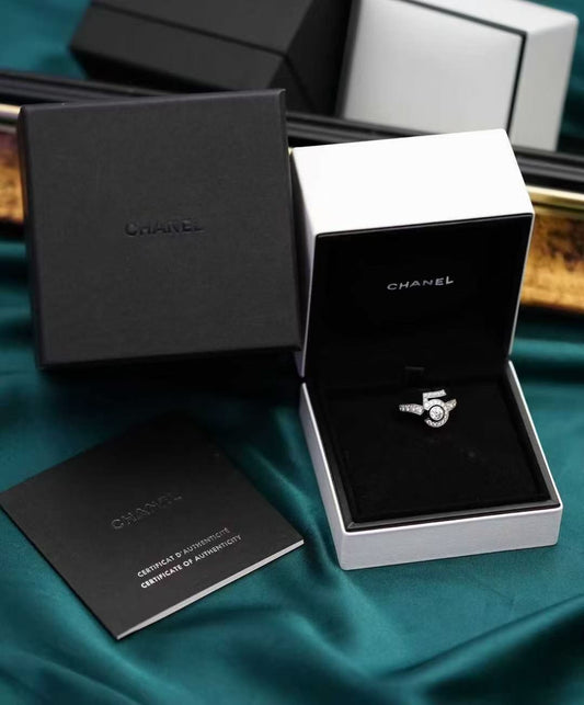 Chanel Eternal No. 5 Collection Platinum Diamond-Studded No. 5 Ring