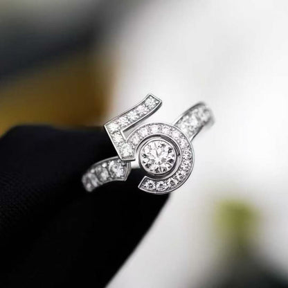 Chanel Eternal No. 5 Collection Platinum Diamond-Studded No. 5 Ring