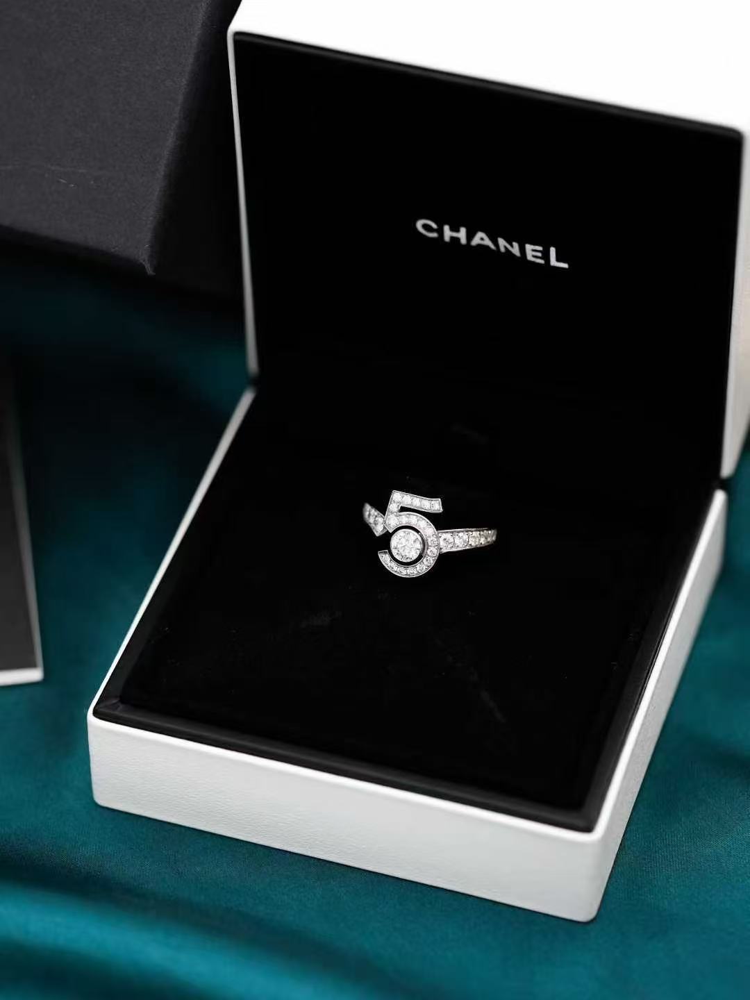 Chanel Eternal No. 5 Collection Platinum Diamond-Studded No. 5 Ring