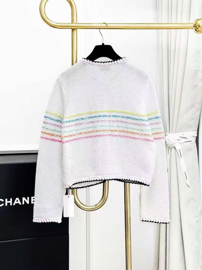 Chanel 24S Colour-Blocked Double-C Buckle Knitted Cardigan