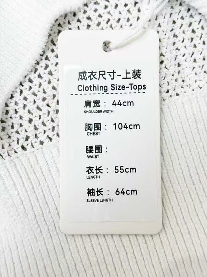 Chanel 25P White Ruffled Double C Openwork Long-Sleeved Knitted Top