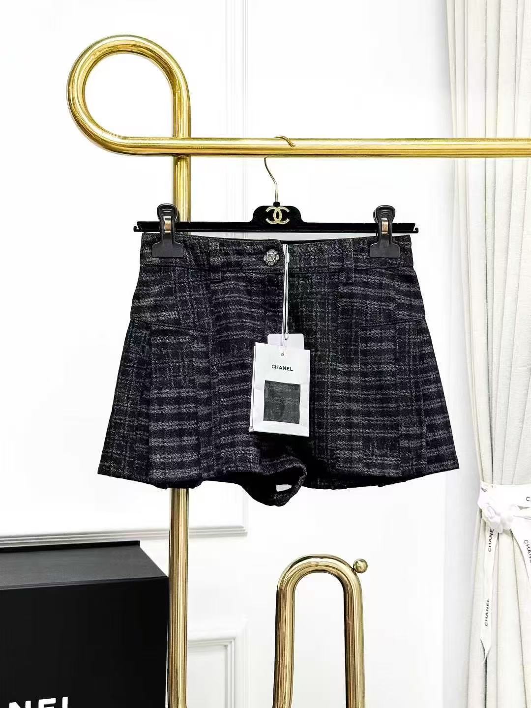 Chanel 24A Dark Grey Denim Skirt-Trousers