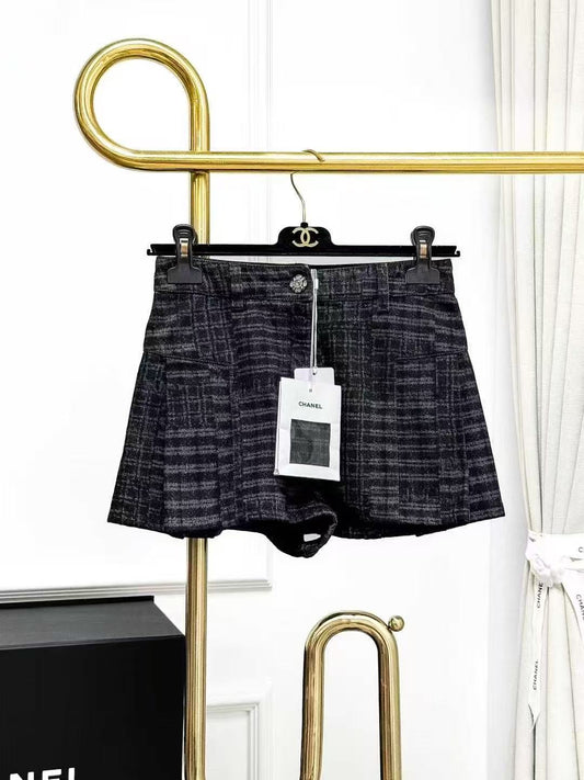Chanel 24A Dark Grey Denim Skirt-Trousers
