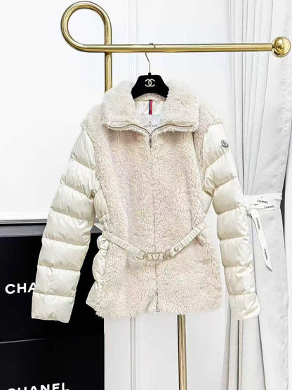 Moncler Oiron Beige Faux Fur Trim Down Jacket