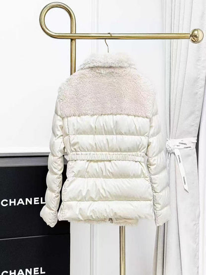 Moncler Oiron Beige Faux Fur Trim Down Jacket
