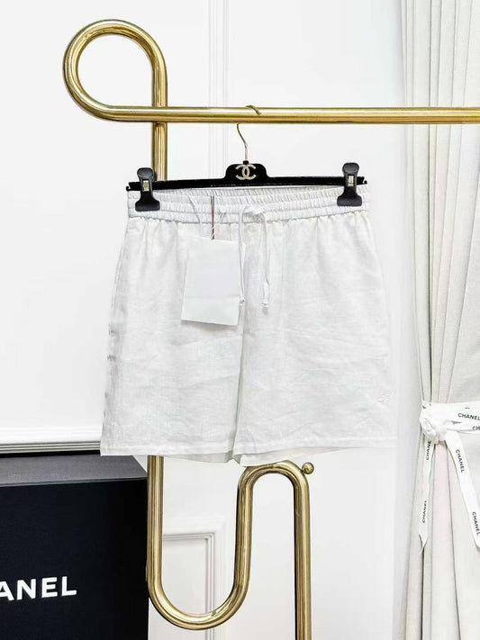 Loro Piana white linen shorts