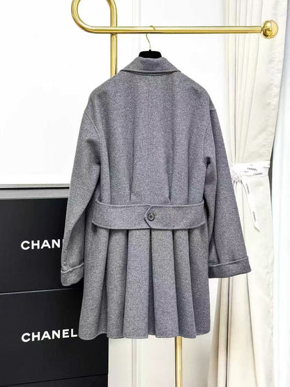 Dior Grey Double-Breasted Mid-Length Cashmere Coat