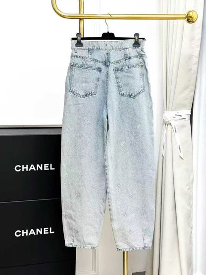 Chanel 21K Best-Selling Sequinned Double C Blue Gradient Denim Trousers