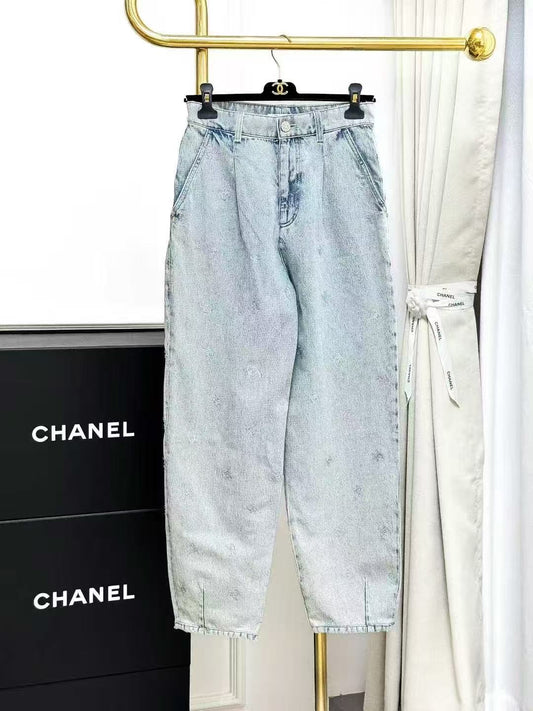 Chanel 21K Best-Selling Sequinned Double C Blue Gradient Denim Trousers