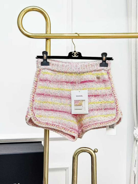 Chanel 24C Pre-Spring Collection Pink Melange Knit Shorts