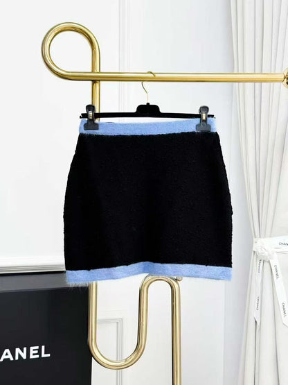 Chanel 24B Black and Blue Trimmed Skirt