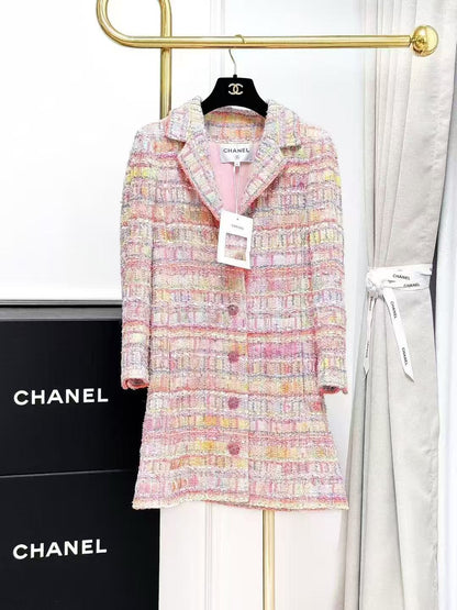 Chanel 24C Pastel Mosaic Rainbow Tweed Candy Diamond Buckle Knitted Jacket