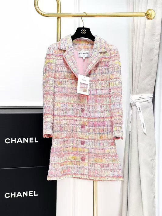 Chanel 24C Pastel Mosaic Rainbow Tweed Candy Diamond Buckle Knitted Jacket