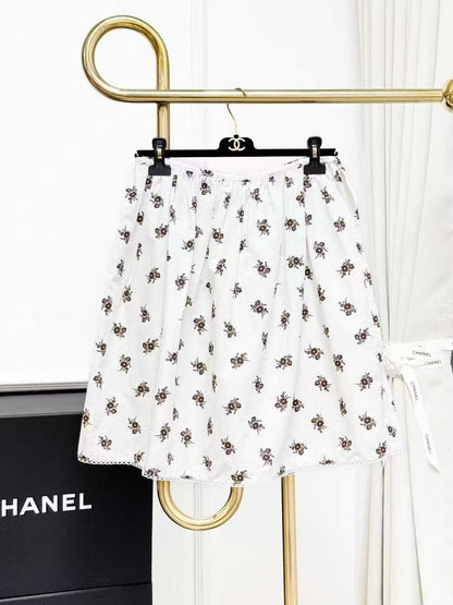 MiuMiu 2025 New White Printed Skirt