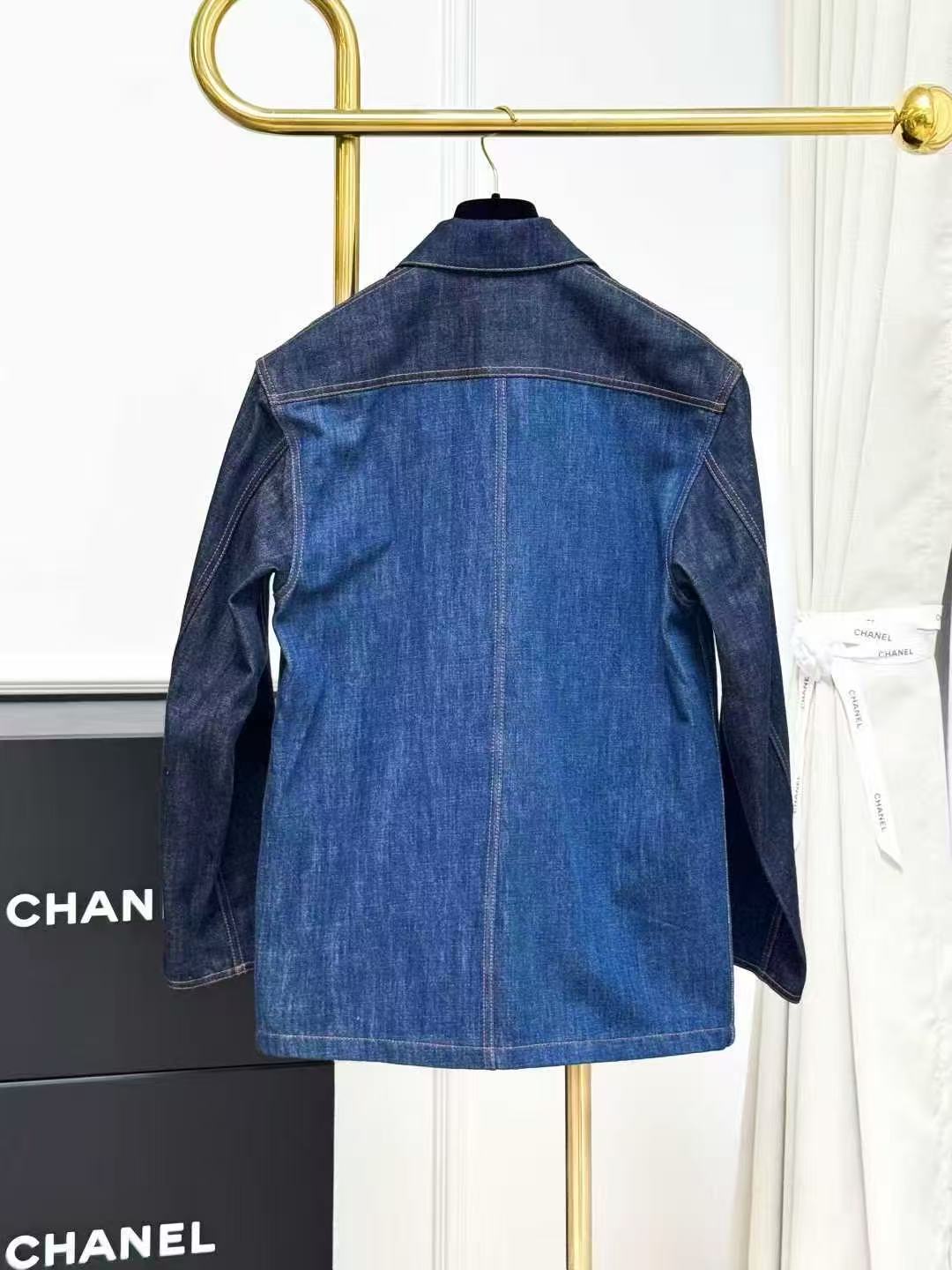 Fendi Blue Patchwork Double-F Cuff Denim Jacket