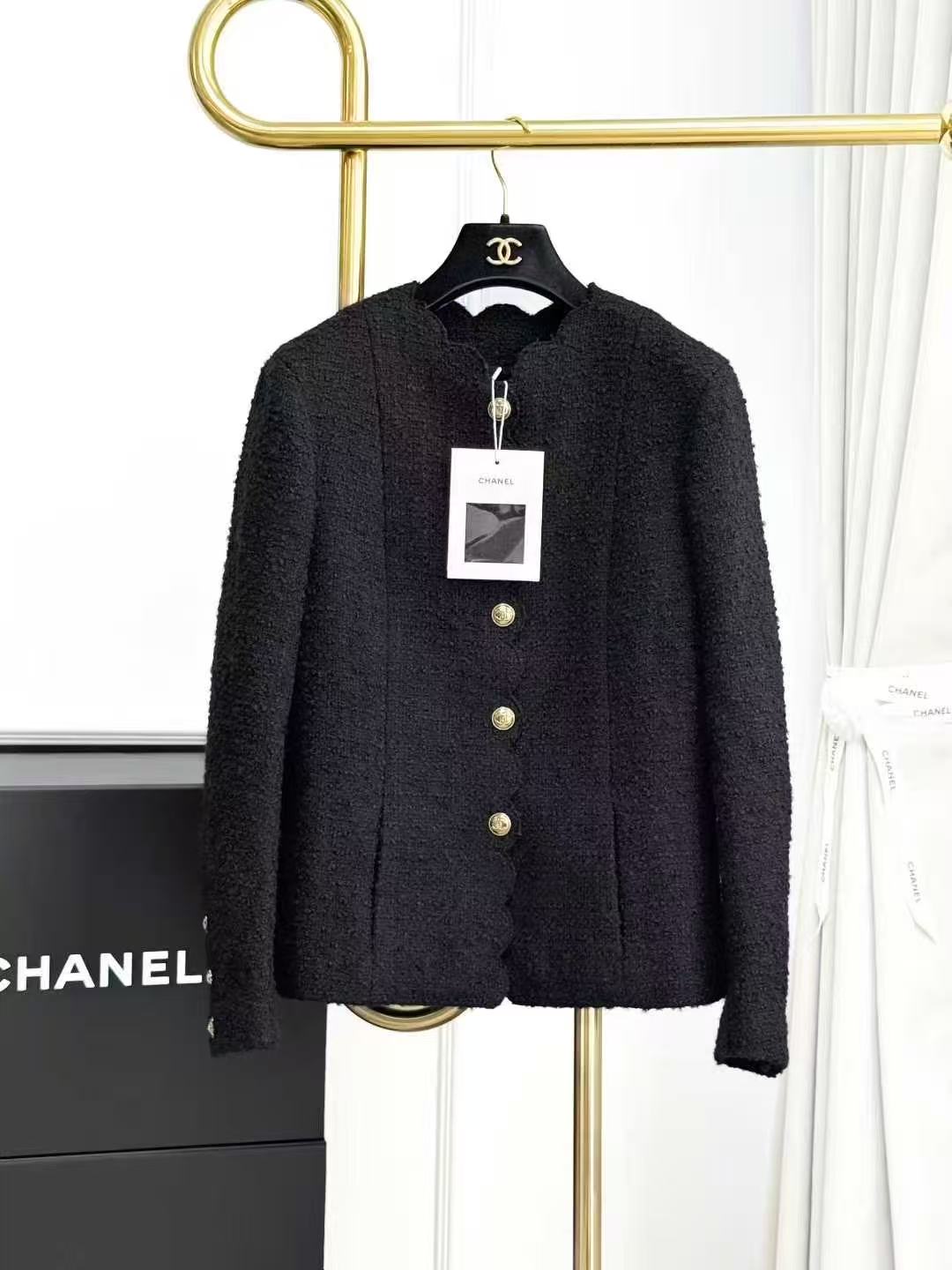 Chanel Equestrian Collection Black Wavy-Hem Long-Sleeve Jacket