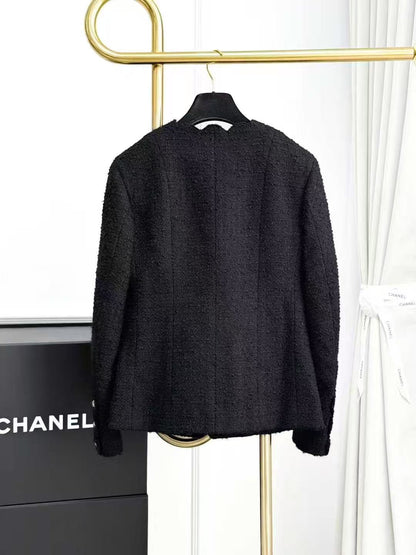 Chanel Equestrian Collection Black Wavy-Hem Long-Sleeve Jacket