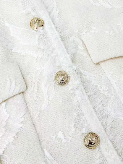 Chanel 20K Equestrian Collection Off-White Pegasus Lace Round-Neck Jacket