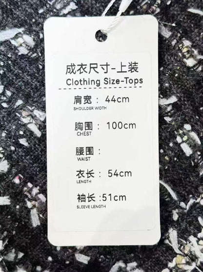 Chanel 23A Black and White Houndstooth Stand Collar Long Sleeve Jacket