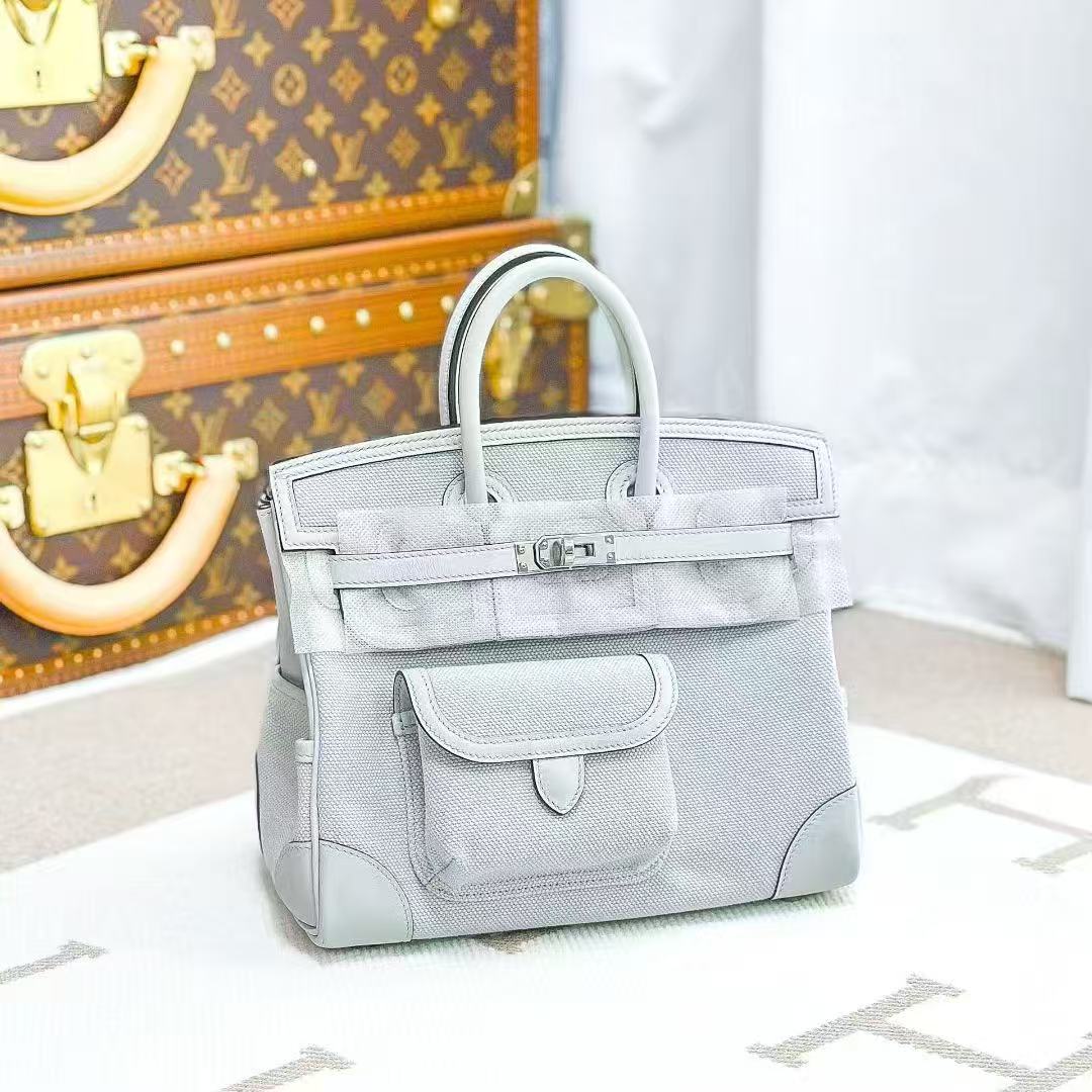 Hermes Birkin25 cargoN4 Platinum Gray Silver Buckle