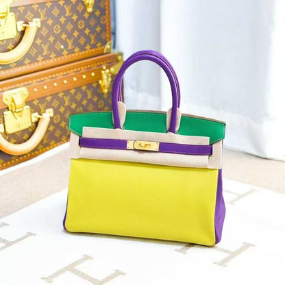Hermes Birkin 30 Tri-Color C9 Lemon Yellow + 6W Mint Green + P9 Anemone Purple