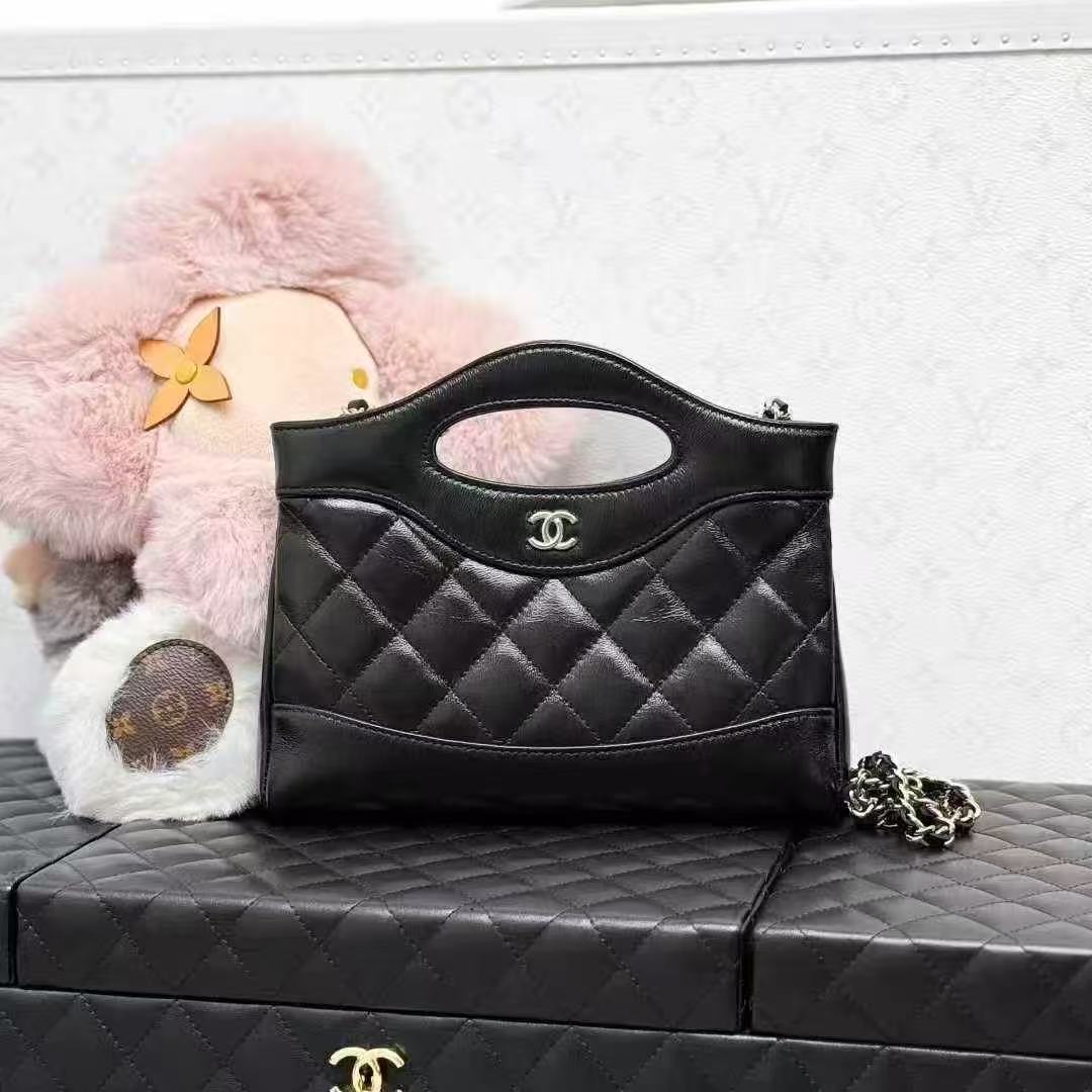 Chanel 25K Black Waxed Leather 31Nano Bag