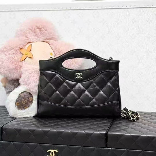 Chanel 25K Black Waxed Leather 31Nano Bag