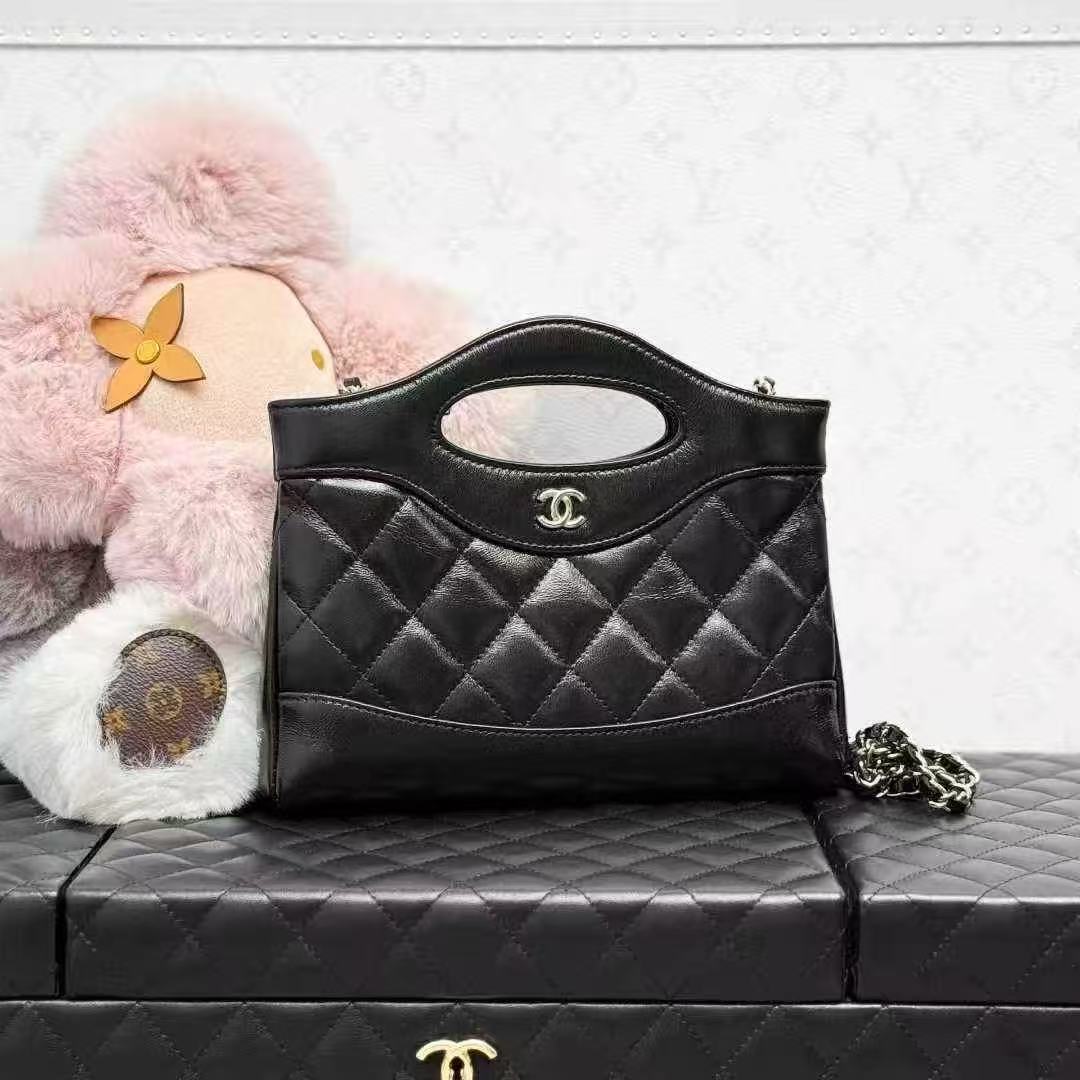 Chanel 25K Black Waxed Leather 31Nano Bag