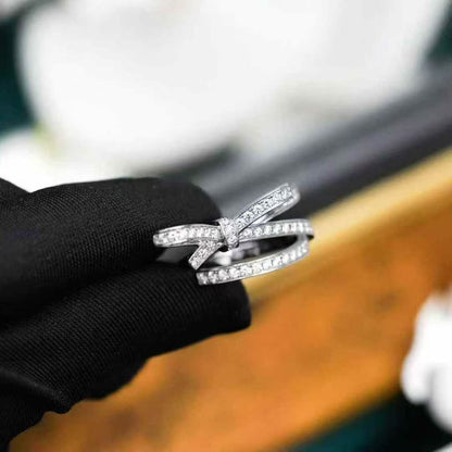 Chanel Ruban Collection Platinum Diamond-Studded Bow Ring