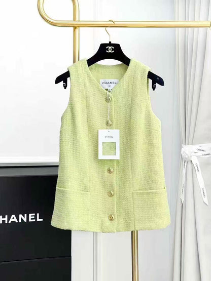 Chanel 20K Equestrian Collection Avocado Green Sleeveless Vest